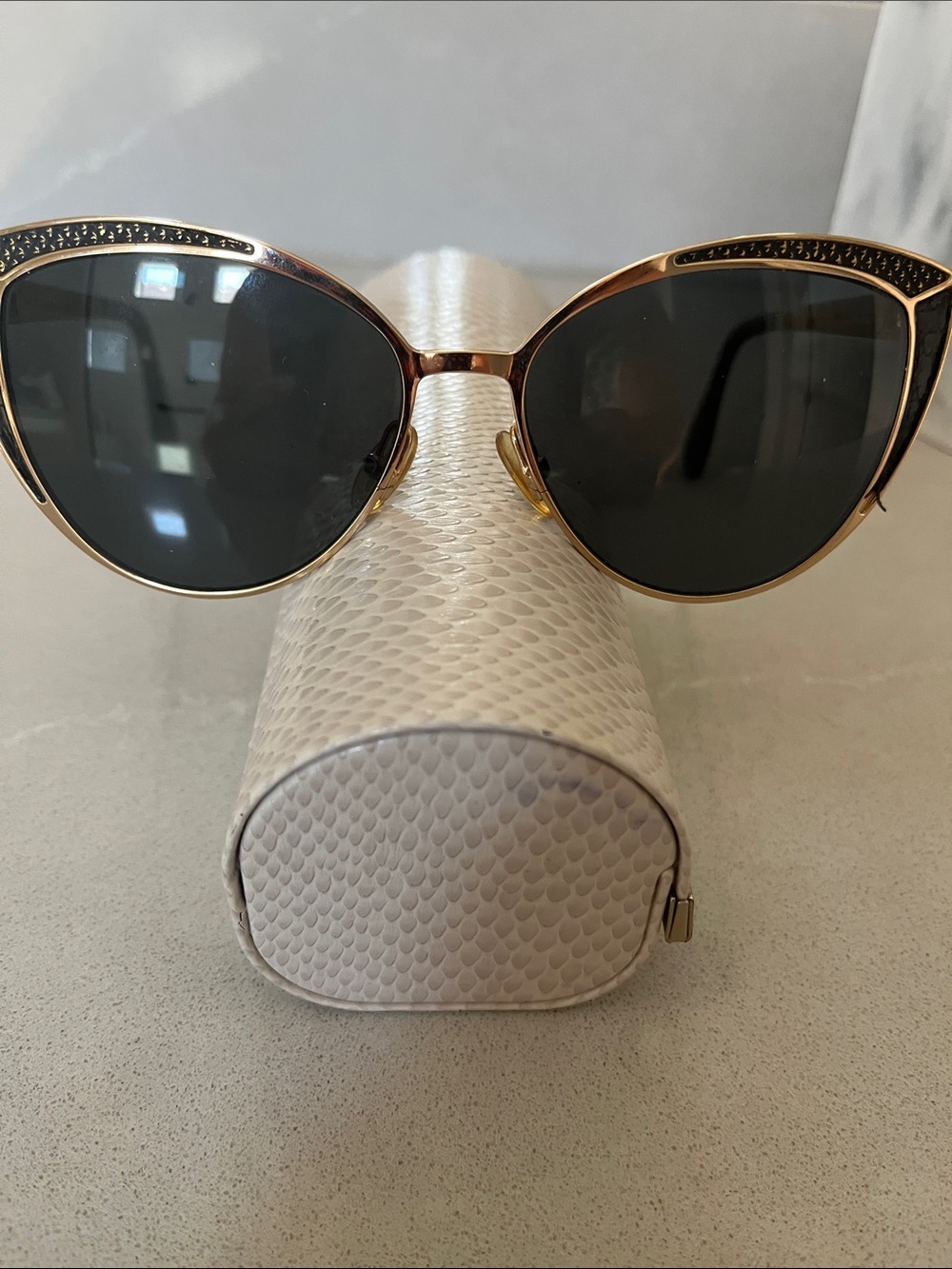 Jimmy Choo Gold Frame Sunglasses with Black Lenses